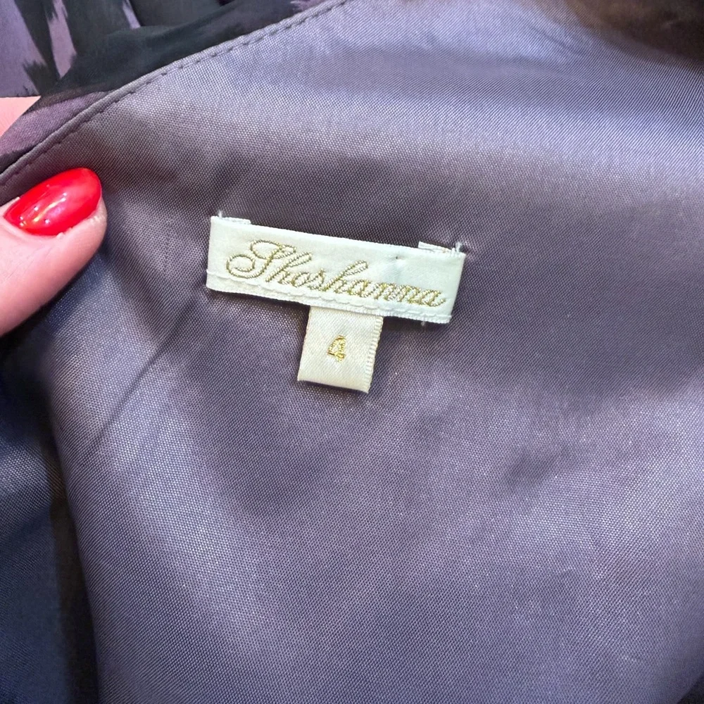 Shoshanna One Shoulder Black and Purple Silk Cocktail Dress - Picture 3 of 4